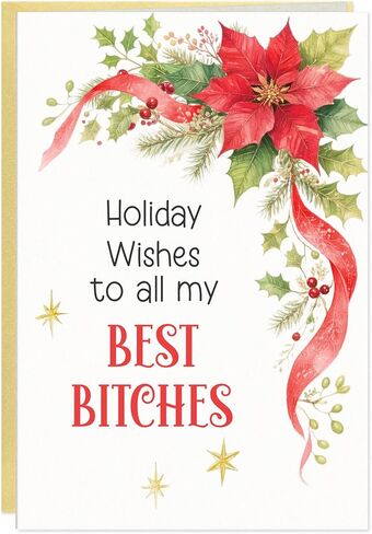 FLYAB Funny Christmas Cards - 5.5x8 Inch Tuxedo Cat Funny Xmas Card with Envelopes Humorous Christmas Kisses Holiday Gift for Cat Lovers Friends Family Men Women in Saudi Arabia