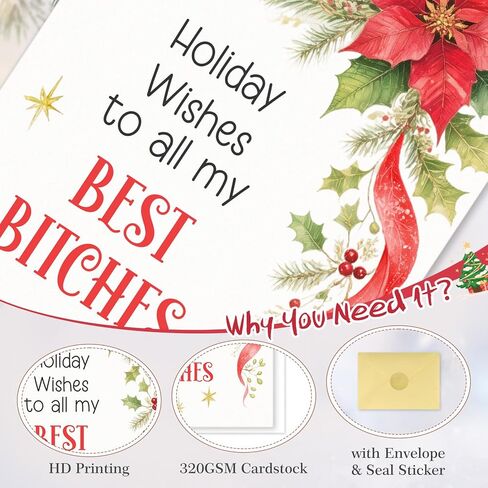 FLYAB Funny Christmas Cards - 5.5x8 Inch Tuxedo Cat Funny Xmas Card with Envelopes Humorous Christmas Kisses Holiday Gift for Cat Lovers Friends Family Men Women in Saudi Arabia
