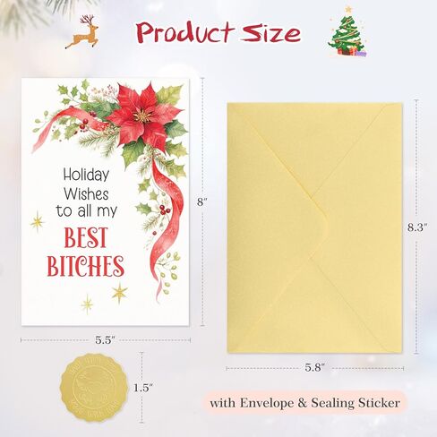 FLYAB Funny Christmas Cards - 5.5x8 Inch Tuxedo Cat Funny Xmas Card with Envelopes Humorous Christmas Kisses Holiday Gift for Cat Lovers Friends Family Men Women in Saudi Arabia