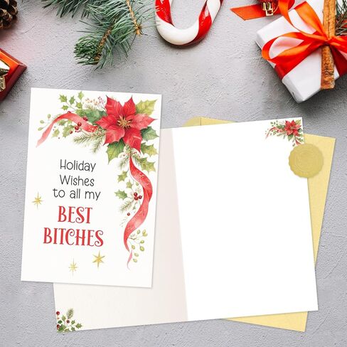 FLYAB Funny Christmas Cards - 5.5x8 Inch Tuxedo Cat Funny Xmas Card with Envelopes Humorous Christmas Kisses Holiday Gift for Cat Lovers Friends Family Men Women in Saudi Arabia