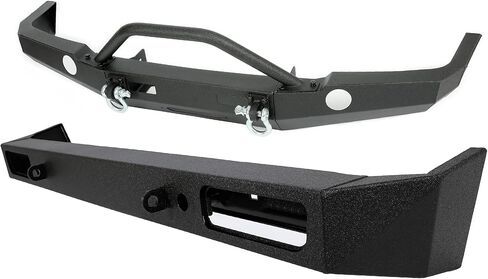 KUAFU Off-road Front & Rear Bumper Set Compatible with 1999-2004 Land Rover Discovery 2 w/D rings Powder Coated Steel(2 Packages) in Saudi Arabia