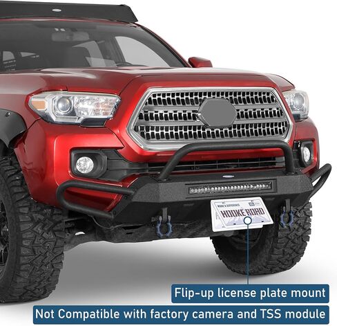 Hooke Road Tacoma Stubby Front Bumper with 72W LED Spotlight Bar for 2016-2023 Toyota Tacoma 3rd Gen, Steel Off-Road Bumper Bull Bar with Recovery Mounts & Tubular Grille Guard in Saudi Arabia