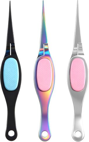 ملاقط حرفية منحنية بقفل متقاطع بطرف مدبب من الستانلس ستيل، ملقط ناعم الامساك بطرف ناعم للحرف اليدوية (قوس قزح وبينك وفضي وبينك، اسود وازرق) in Kuwait