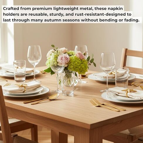 مجموعة حلقات مناديل معدنية مكونة من 12 قطعة، إكسسوارات مستديرة الشكل لتزيين طاولة الطعام في الحفلات، وحفلات الزفاف، وأعياد الميلاد، والهدايا للأم والأخت والأصدقاء - ذهبي معدني in Kuwait