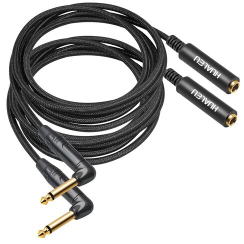 6FT 6.35mm Right Angle TS Male to 6.35mm 1/4 Inch TS Female Cable, 6.35mm 1/4 Mono Male to Female Connector for Bottom Plug Guitar/V-Shape Guitar/Front Facing Jack Guitar-1Pack in Kuwait