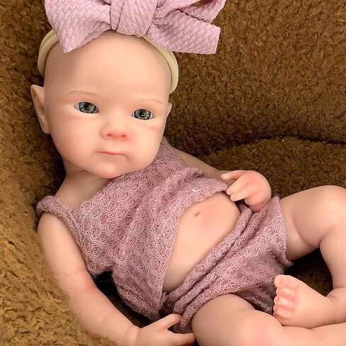 Reborn Baby Doll - 13 Inch Bettie, Anatomically Correct, Realistic Soft Silicone Doll with Dark Pink Bow Dress in Kuwait