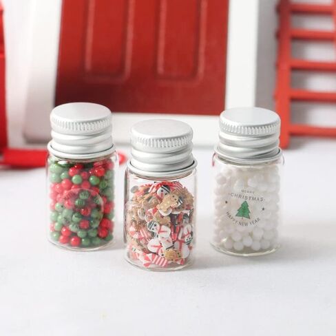 Dollhouse Decoration Accessories, 1:12 Dollhouse Ornament Miniature 3 Pcs Mini Christmas Snowball Decoration Particle Cookies Candy in Saudi Arabia