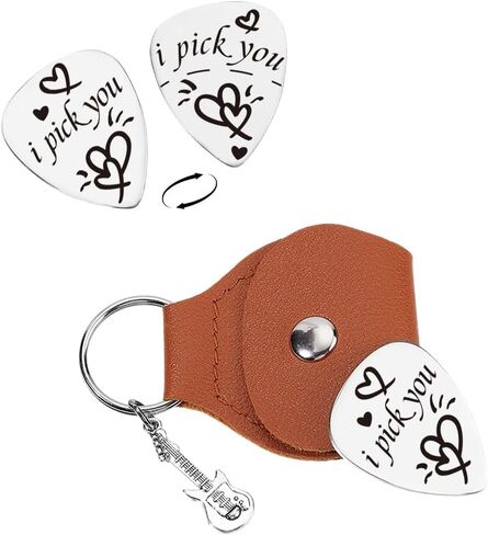 UNICRAFTALE 1PC غيتار اختيار المفاتيح الغيتار يختار الهدايا ضعف الجانب أنماط مختلفة Plectrum مجموعة الغيتار مع حالة البني للموسيقي أفضل صديق لم أستطع اختيار صديق أفضل in Saudi Arabia