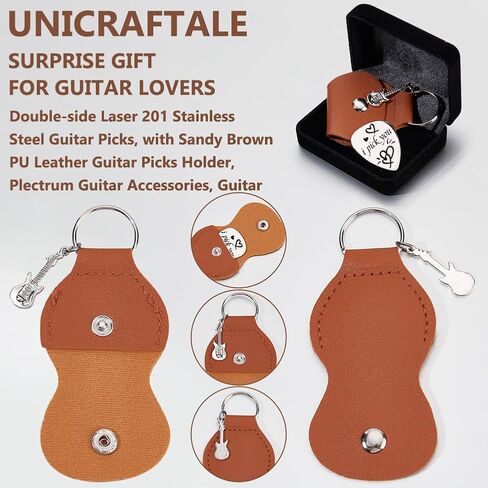 UNICRAFTALE 1PC غيتار اختيار المفاتيح الغيتار يختار الهدايا ضعف الجانب أنماط مختلفة Plectrum مجموعة الغيتار مع حالة البني للموسيقي أفضل صديق لم أستطع اختيار صديق أفضل in Saudi Arabia