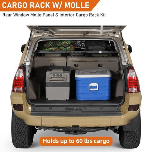 Hooke Road 4Runner Trunk Organizer رف تخزين البضائع لعام 2003 2004 2005 Toyota 4Runner الجيل الرابع، رف لوحة MOLLE للنافذة الخلفية لمعدات التخييم البرية in Kuwait