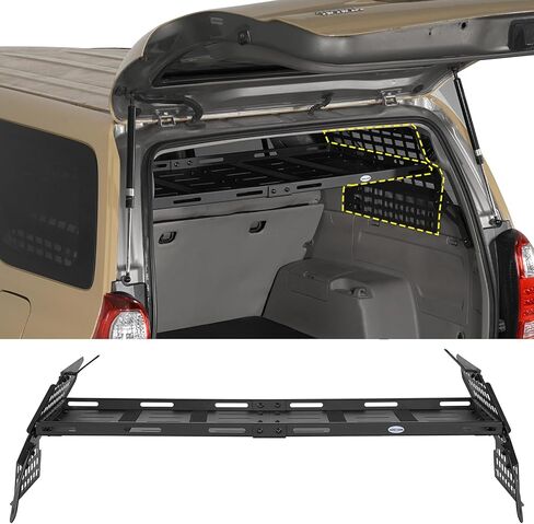 Hooke Road 4Runner Trunk Organizer رف تخزين البضائع لعام 2003 2004 2005 Toyota 4Runner الجيل الرابع، رف لوحة MOLLE للنافذة الخلفية لمعدات التخييم البرية in Kuwait