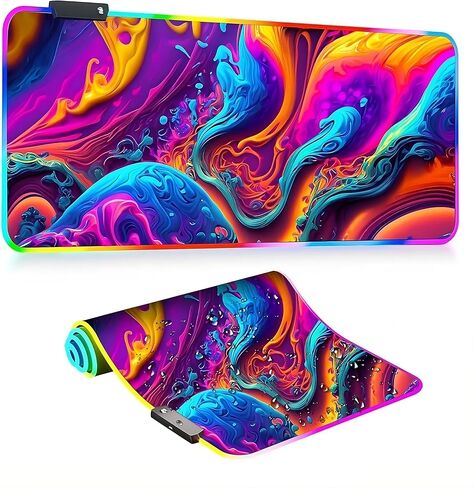 لوحة ماوس ألعاب مقاومة للماء RGB، كبيرة جدًا 31.5 × 15.7 بوصة، قاعدة مطاطية مضادة للانزلاق، سطح فائق النعومة in Saudi Arabia
