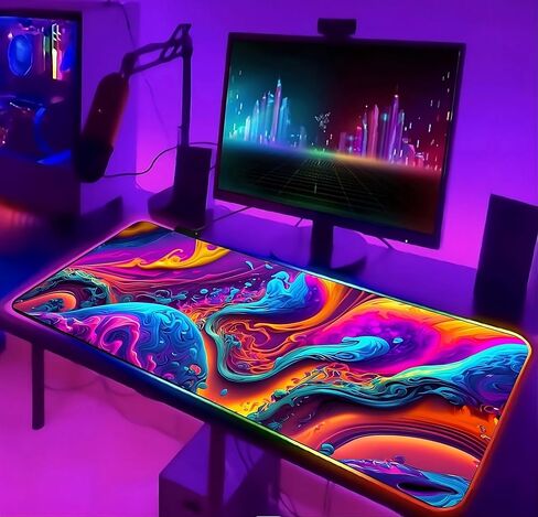 لوحة ماوس ألعاب مقاومة للماء RGB، كبيرة جدًا 31.5 × 15.7 بوصة، قاعدة مطاطية مضادة للانزلاق، سطح فائق النعومة in Saudi Arabia