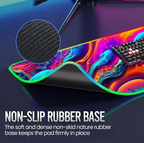 لوحة ماوس ألعاب مقاومة للماء RGB، كبيرة جدًا 31.5 × 15.7 بوصة، قاعدة مطاطية مضادة للانزلاق، سطح فائق النعومة in Saudi Arabia