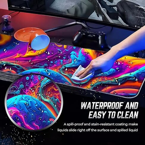 لوحة ماوس ألعاب مقاومة للماء RGB، كبيرة جدًا 31.5 × 15.7 بوصة، قاعدة مطاطية مضادة للانزلاق، سطح فائق النعومة in Saudi Arabia