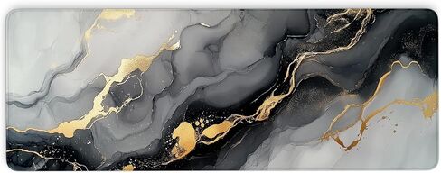 Orange Marble Desk Mat, Orange and Gold Large Mouse Pad, Waterproof Extended Keyboard and Mousepad Desk Pad for Work, Game, Seamed Edges and Non-Slip Base, 31.5 X 11.8 Inch, 3mm Thick in Saudi Arabia