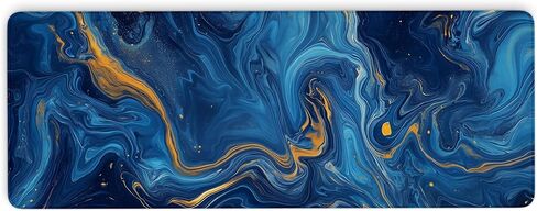 Orange Marble Desk Mat, Orange and Gold Large Mouse Pad, Waterproof Extended Keyboard and Mousepad Desk Pad for Work, Game, Seamed Edges and Non-Slip Base, 31.5 X 11.8 Inch, 3mm Thick in Saudi Arabia