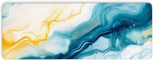 Orange Marble Desk Mat, Orange and Gold Large Mouse Pad, Waterproof Extended Keyboard and Mousepad Desk Pad for Work, Game, Seamed Edges and Non-Slip Base, 31.5 X 11.8 Inch, 3mm Thick in Saudi Arabia