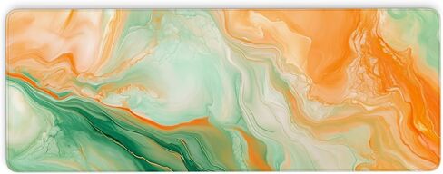 Orange Marble Desk Mat, Orange and Gold Large Mouse Pad, Waterproof Extended Keyboard and Mousepad Desk Pad for Work, Game, Seamed Edges and Non-Slip Base, 31.5 X 11.8 Inch, 3mm Thick in Saudi Arabia