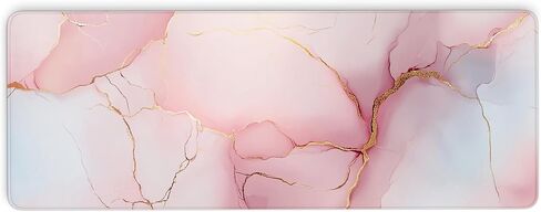 Orange Marble Desk Mat, Orange and Gold Large Mouse Pad, Waterproof Extended Keyboard and Mousepad Desk Pad for Work, Game, Seamed Edges and Non-Slip Base, 31.5 X 11.8 Inch, 3mm Thick in Saudi Arabia