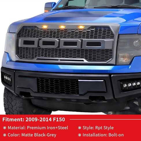 Front Bumper Compatible with 2018 2019 2020 F-150, Rpt Style Front Bumper Assembly Replacement with 2 Fog Lights, Glossy Charcoal Grey in Saudi Arabia