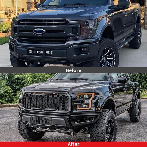 Front Bumper Compatible with 2018 2019 2020 F-150, Rpt Style Front Bumper Assembly Replacement with 2 Fog Lights, Glossy Charcoal Grey in Saudi Arabia