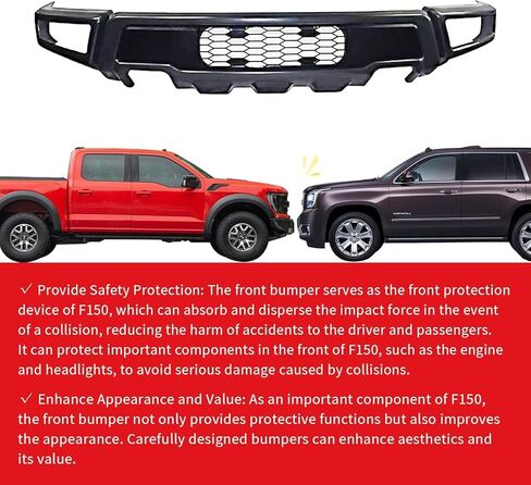 Front Bumper Compatible with 2018 2019 2020 F-150, Rpt Style Front Bumper Assembly Replacement with 2 Fog Lights, Glossy Charcoal Grey in Saudi Arabia