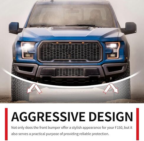 Front Bumper Compatible with 2018 2019 2020 F-150, Rpt Style Front Bumper Assembly Replacement with 2 Fog Lights, Glossy Charcoal Grey in Saudi Arabia