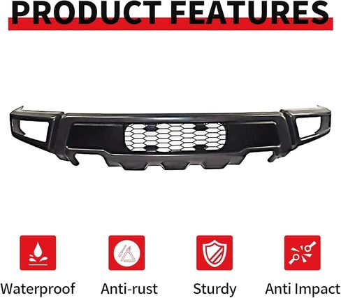 Front Bumper Compatible with 2018 2019 2020 F-150, Rpt Style Front Bumper Assembly Replacement with 2 Fog Lights, Glossy Charcoal Grey in Saudi Arabia
