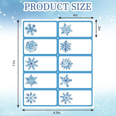 Whaline 300Pcs Winter Address Labels Christmas Paper Gift Tags Blue Snowflakes Printable Mailing Labels Fit for Laser and Ink Jet Printer for Package Envelope Card Home Office, 2 x 4 Inch in Saudi Arabia