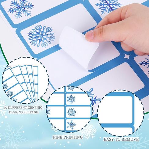 Whaline 300Pcs Winter Address Labels Christmas Paper Gift Tags Blue Snowflakes Printable Mailing Labels Fit for Laser and Ink Jet Printer for Package Envelope Card Home Office, 2 x 4 Inch in Saudi Arabia