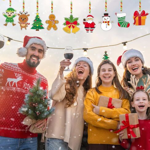 Capoda 36 Sets Christmas Suncatchers Ornaments Decorations DIY Window Paint Art Suncatchers Santa Snowman Reindeer Sun Catchers Christmas Crafts for Kids Classroom Activities Art Project in Kuwait