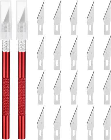 uxcell قطعتان من سكاكين Exacto Art Craft Hobby Knives الدقيقة مع 20 قطعة شفرات إضافية #11، للنحت على شكل استنسل ورق استنسل من الورق والخشب والبلاستيك، أرجواني فاتح in Saudi Arabia