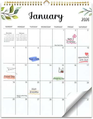 2026 Calendar, 18 Month Wall Calendar from January 2026 to June 2027, 14.5" x 11.8" Large Monthly Calendar for Home School Office Planning, Vertical Version in Saudi Arabia