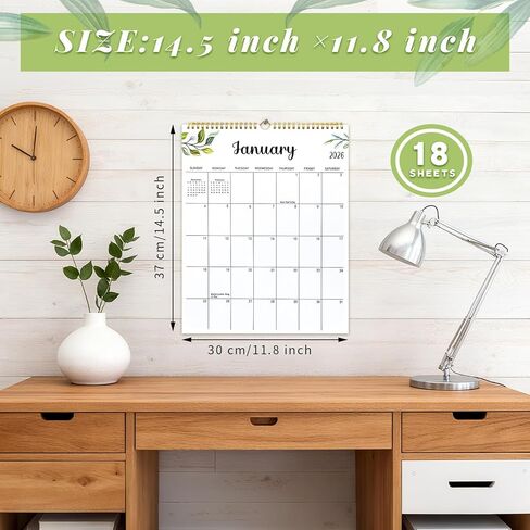 2026 Calendar, 18 Month Wall Calendar from January 2026 to June 2027, 14.5" x 11.8" Large Monthly Calendar for Home School Office Planning, Vertical Version in Saudi Arabia