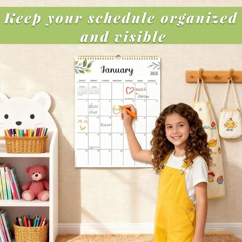 2026 Calendar, 18 Month Wall Calendar from January 2026 to June 2027, 14.5" x 11.8" Large Monthly Calendar for Home School Office Planning, Vertical Version in Saudi Arabia