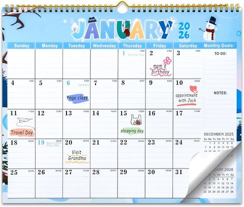 2026 Calendar, 18 Month Wall Calendar from January 2026 to June 2027, 14.5" x 11.8" Large Monthly Calendar for Home School Office Planning, Vertical Version in Saudi Arabia