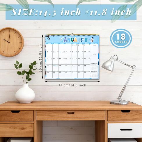 2026 Calendar, 18 Month Wall Calendar from January 2026 to June 2027, 14.5" x 11.8" Large Monthly Calendar for Home School Office Planning, Vertical Version in Saudi Arabia