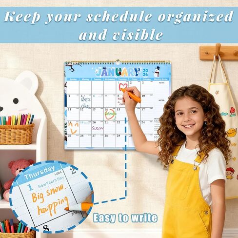 2026 Calendar, 18 Month Wall Calendar from January 2026 to June 2027, 14.5" x 11.8" Large Monthly Calendar for Home School Office Planning, Vertical Version in Saudi Arabia