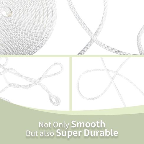 3/8 Inch 200ft White Nylon Solid Braid Rope| High UV & Abrasion Resistance| Industrial Grade, Low Stretch| Multipurpose for Flag Poles, Clotheslines in Saudi Arabia