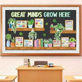 FYSUIMU Christian Plant Inspirational Bulletin Board Set Motivational Bible Verse Greenery Classroom Decor Back to School Bookshelf Cutouts for School Home Library Chalkboard Wall Decor in Saudi Arabia