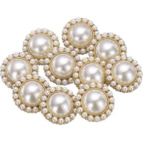 HARFINGTON 10pcs 40L Pearl Gold Metal Sewing Buttons 25mm 1" Round Women Coat Buttons with Plastic Shank Replacement DIY Button for Sewing Clothing Sweater Decoration Craft, #10 in Kuwait