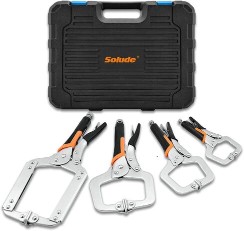 5-Piece Locking Pliers Tool Set with Case, 5", 7" & 10" Curved Jaw Vise Grip Pliers and 7" & 9" Long Nose Locking Clamp Pliers for Welding,Mechanic,Woodworking in Saudi Arabia