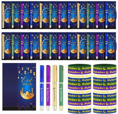 Ctosree 96 قطعة/24 مجموعة من أقلام حبر جاف من Happy Kwanzaa مع بطاقات تهنئة، أقلام حبر جاف من Kwanzaa وبطاقة مرجعية وسوار من السيليكون هدايا حفلات الأعياد التراثية وحشو حقائب الهدايا in Saudi Arabia