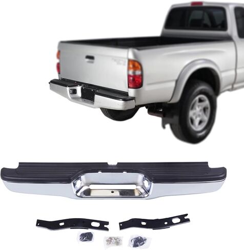 CarPartsDepot Chrome Steel Rear Step Bumper Assembly Compatible With 1995-2004 Toyota Tacoma With Mounting Bracket TO1102215 2283598113 in Saudi Arabia
