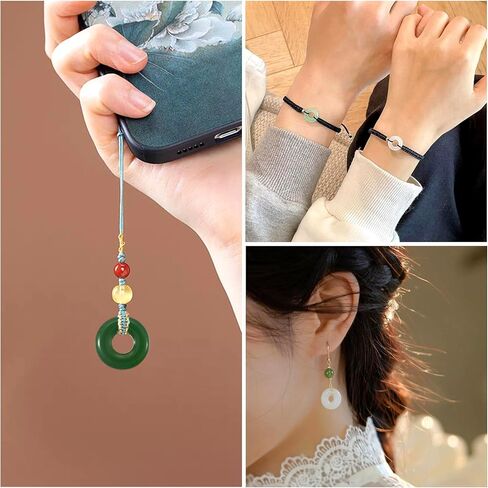 75Pcs Donut Glass Beads 12mm Green Ring Jade Beads Circle Donut Jade Charms Disc Coin Large Hole Bead for Women Men Amulet Bracelet Necklace Earring Jewelry Making in Saudi Arabia