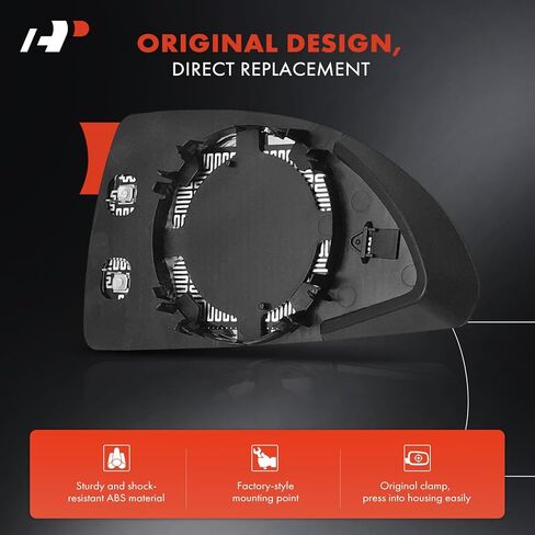 A-Premium Left Driver Side Heated Mirror Glass with Backing Plate - Compatible with Chevrolet Impala 2006-2013, Impala Limited 2014-2016, Monte Carlo 2006-2007 - Exterior Side View Flat Mirror in Saudi Arabia