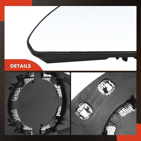 A-Premium Left Driver Side Heated Mirror Glass with Backing Plate - Compatible with Chevrolet Impala 2006-2013, Impala Limited 2014-2016, Monte Carlo 2006-2007 - Exterior Side View Flat Mirror in Saudi Arabia