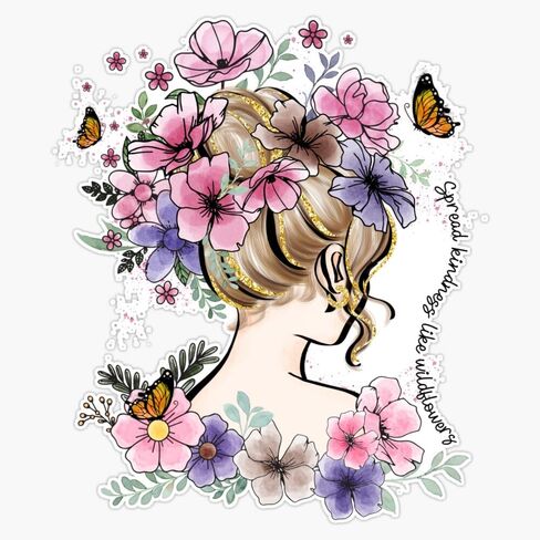 Spread Kindness Like Wildflowers Vintage Positivity Sticker Vinyl Waterproof Sticker Decal Car Laptop Wall Window Bumper Sticker 5" in Saudi Arabia