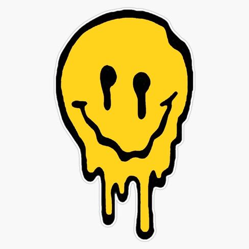 Trippy Yellow Smiley Face Vinyl Sticker Waterproof Bumper Sticker Laptop Window Decal 5" in Saudi Arabia